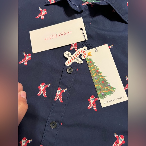 NWT Denim & Flower Button Up Shirt XL Ricky Singh Christmas Santa Claus Pride - Picture 6 of 11